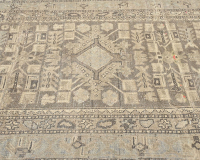 11 Ft Vintage Brown Persian Style Hand Knotted Low Pile Wool Runner Rug