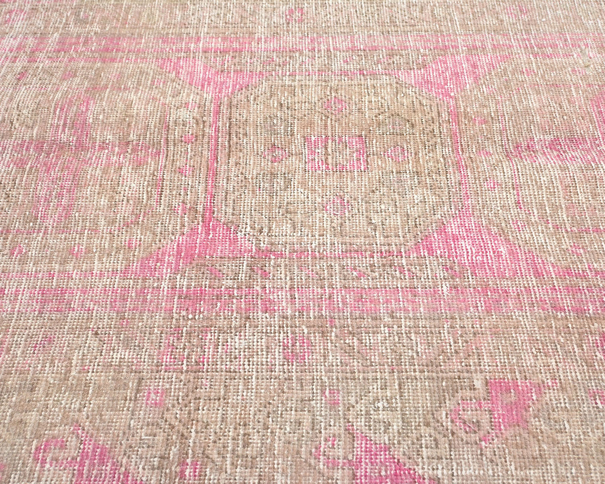 10 Ft Vintage Brown Persian Hand Knotted Distressed Low Pile Wool Runner Rug