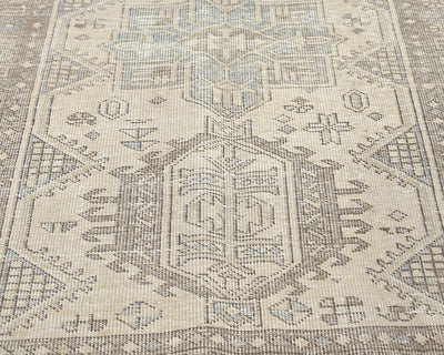 12 Ft Vintage Brown Persian Style Hand Knotted Distressed Low Pile Wool Runner Rug
