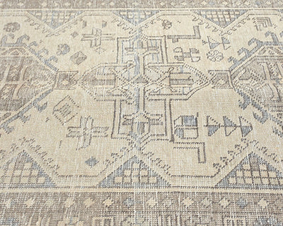 12 Ft Vintage Brown Persian Style Hand Knotted Distressed Low Pile Wool Runner Rug