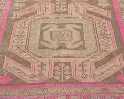 10 Ft Vintage Brown Persian Style Hand Knotted Low Pile Wool Runner Rug