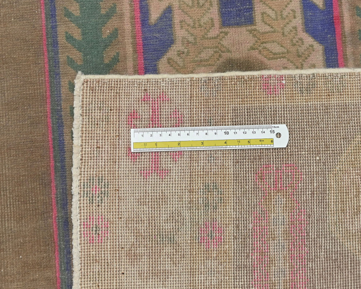 10 Ft Vintage Brown Persian Style Hand Knotted Low Pile Wool Runner Rug