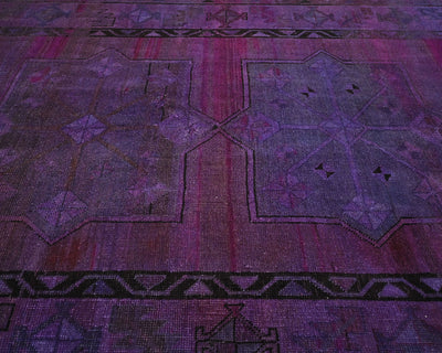 5x12 Vintage Purple Over Dyed Persian Style Hand Knotted Low Pile Wide Runner Rug