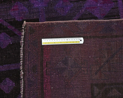 5x12 Vintage Purple Over Dyed Persian Style Hand Knotted Low Pile Wide Runner Rug