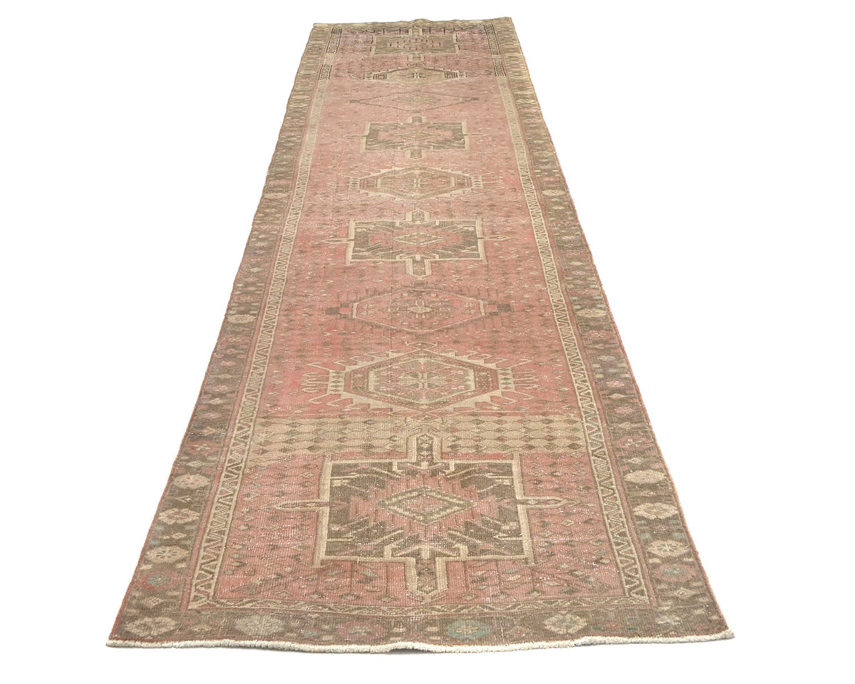 Alfombra de lana de pelo corto anudada a mano, estilo persa, terracota vintage, de 14 pies