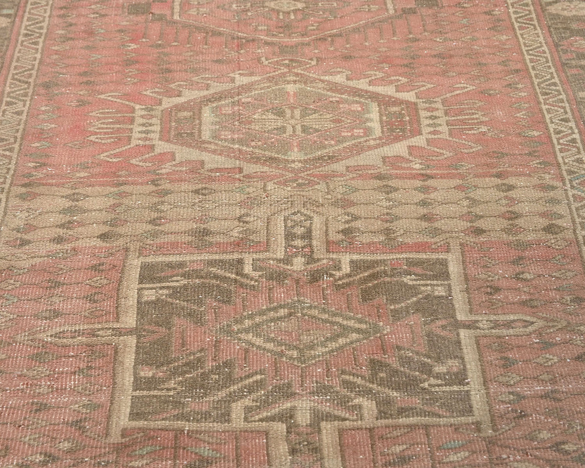 Alfombra de lana de pelo corto anudada a mano, estilo persa, terracota vintage, de 14 pies