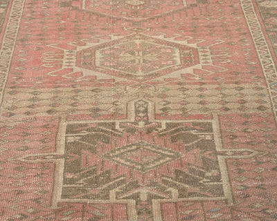 Alfombra de lana de pelo corto anudada a mano, estilo persa, terracota vintage, de 14 pies