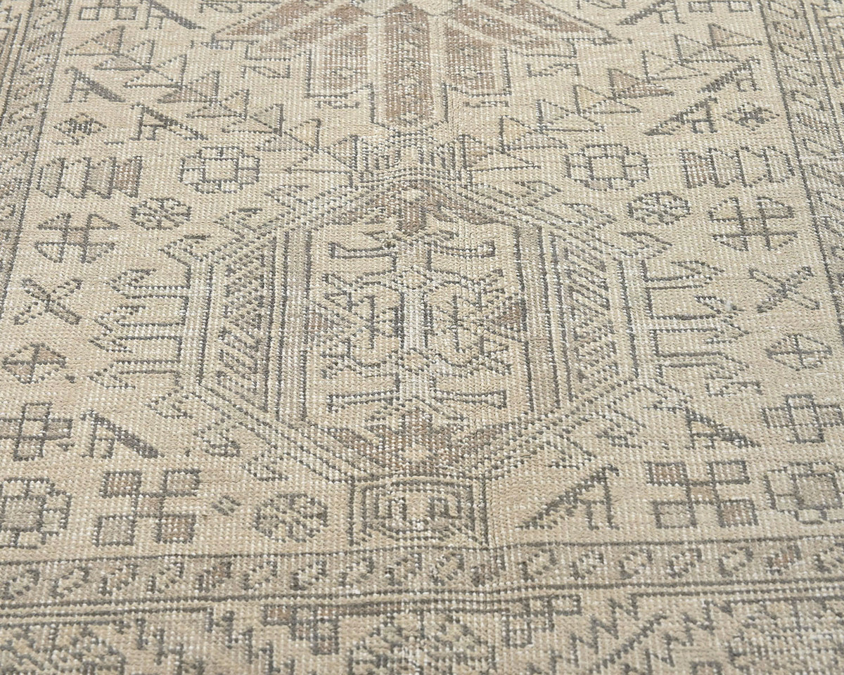 14 Ft Vintage Brown Persian Style Hand Knotted Low Pile Wool Runner Rug