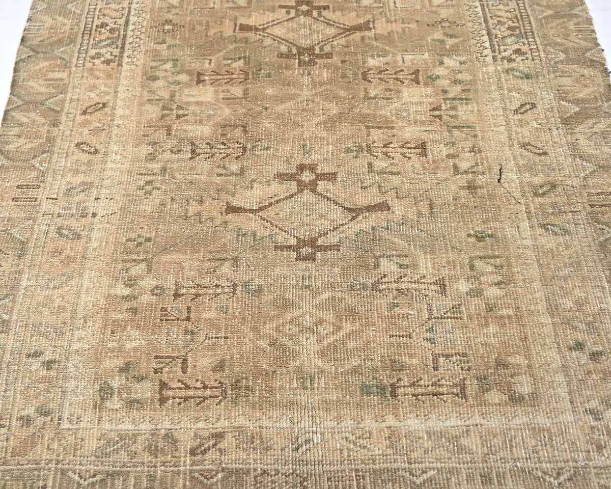 10 Ft Vintage Brown Persian Style Hand Knotted Low Pile Wool Runner Rug