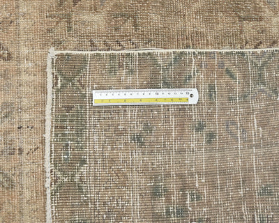 10 Ft Vintage Brown Persian Style Hand Knotted Low Pile Wool Runner Rug