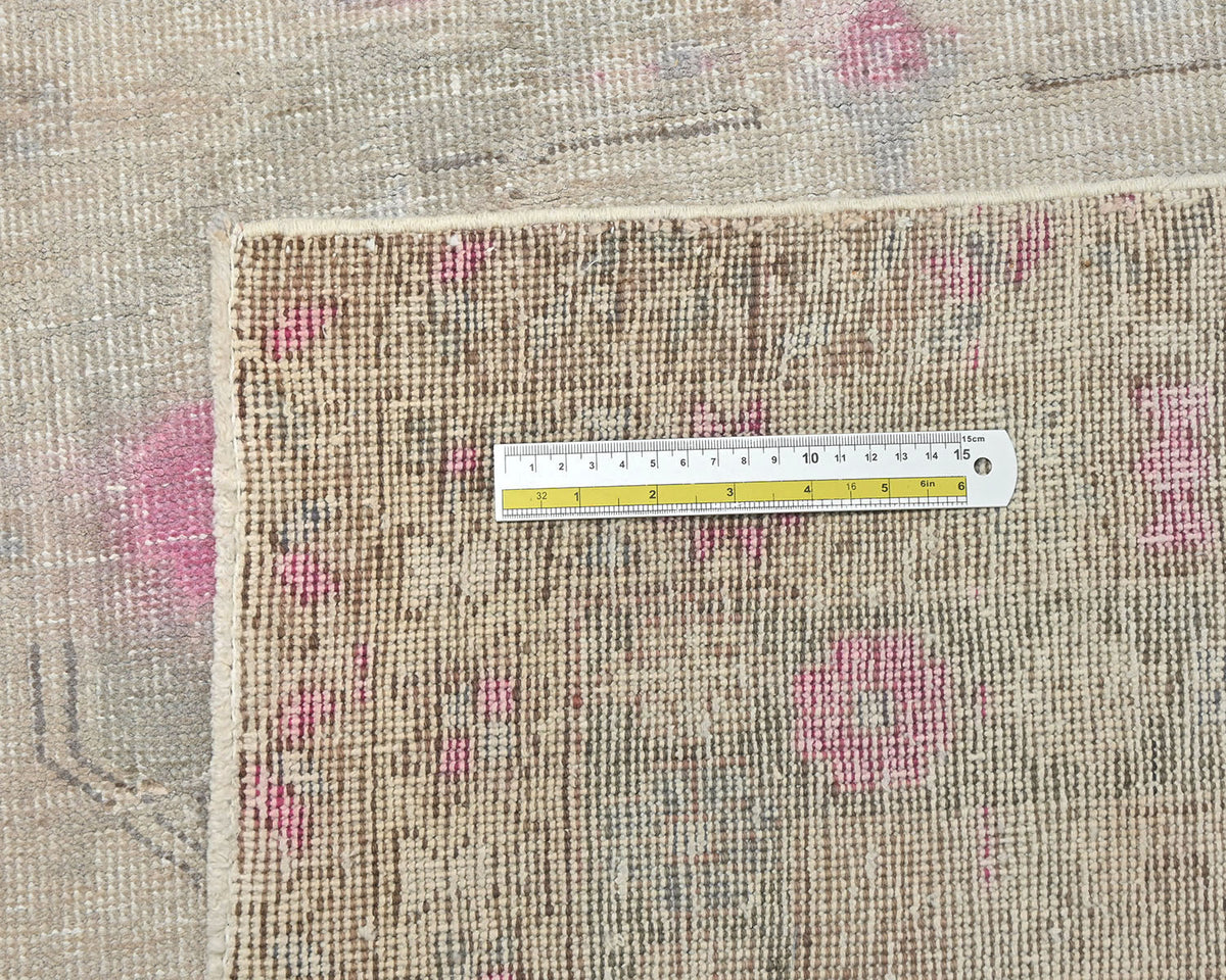 14 Ft Vintage Brown Persian Style Hand Knotted Distressed Low Pile Wool Runner Rug