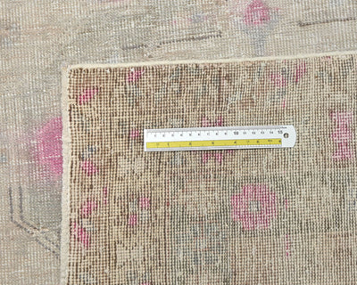 14 Ft Vintage Brown Persian Style Hand Knotted Distressed Low Pile Wool Runner Rug