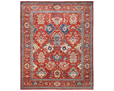 9x12 Rust Aryana Afghan Hand Knotted Veg Dye Wool Area Rug