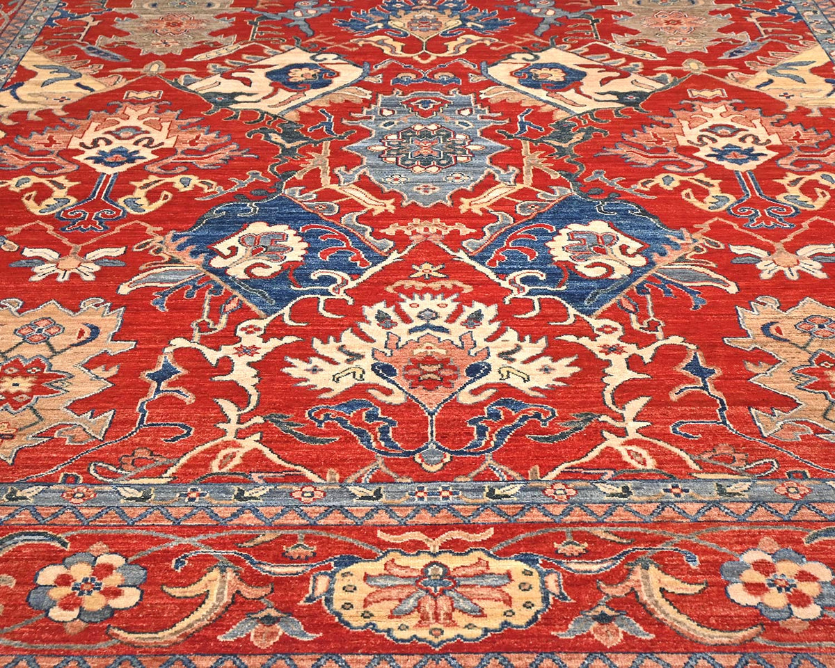 9x12 Rust Aryana Afghan Hand Knotted Veg Dye Wool Area Rug