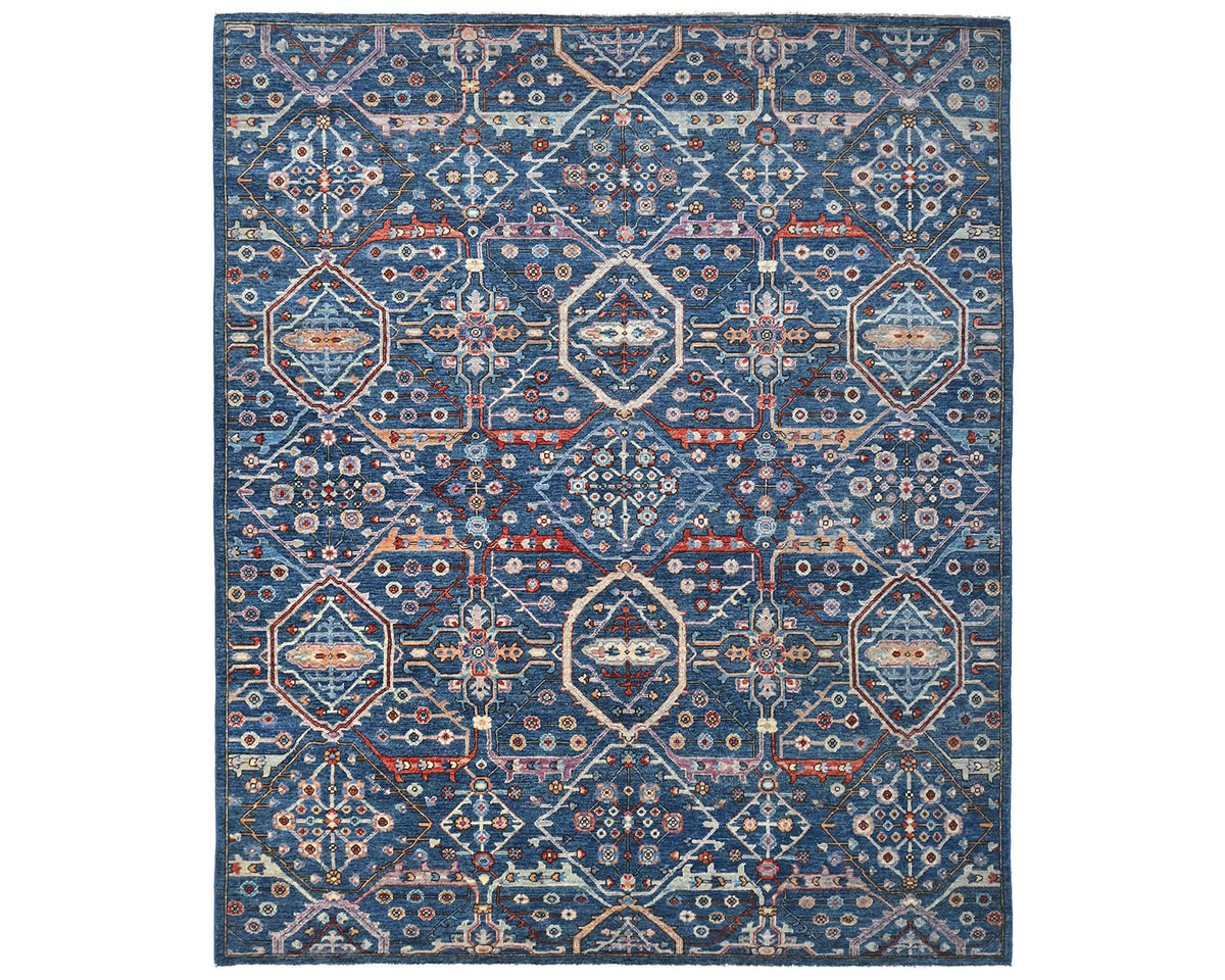8x10 Blue Aryana Afghan Hand Knotted Veg Dye Wool Area Rug