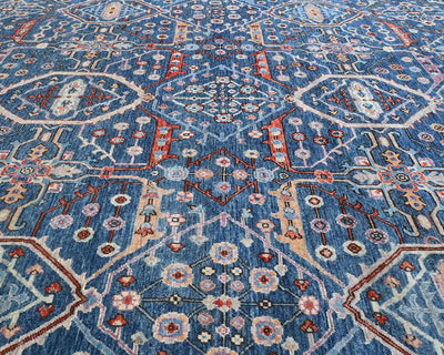 8x10 Blue Aryana Afghan Hand Knotted Veg Dye Wool Area Rug