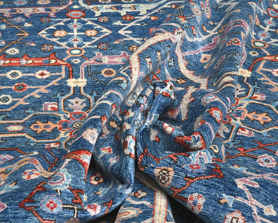 8x10 Blue Aryana Afghan Hand Knotted Veg Dye Wool Area Rug