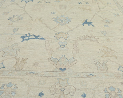Beige 9x12 Ft Oushak Turkish Hand Knotted Traditional Soft Wool Area Rug