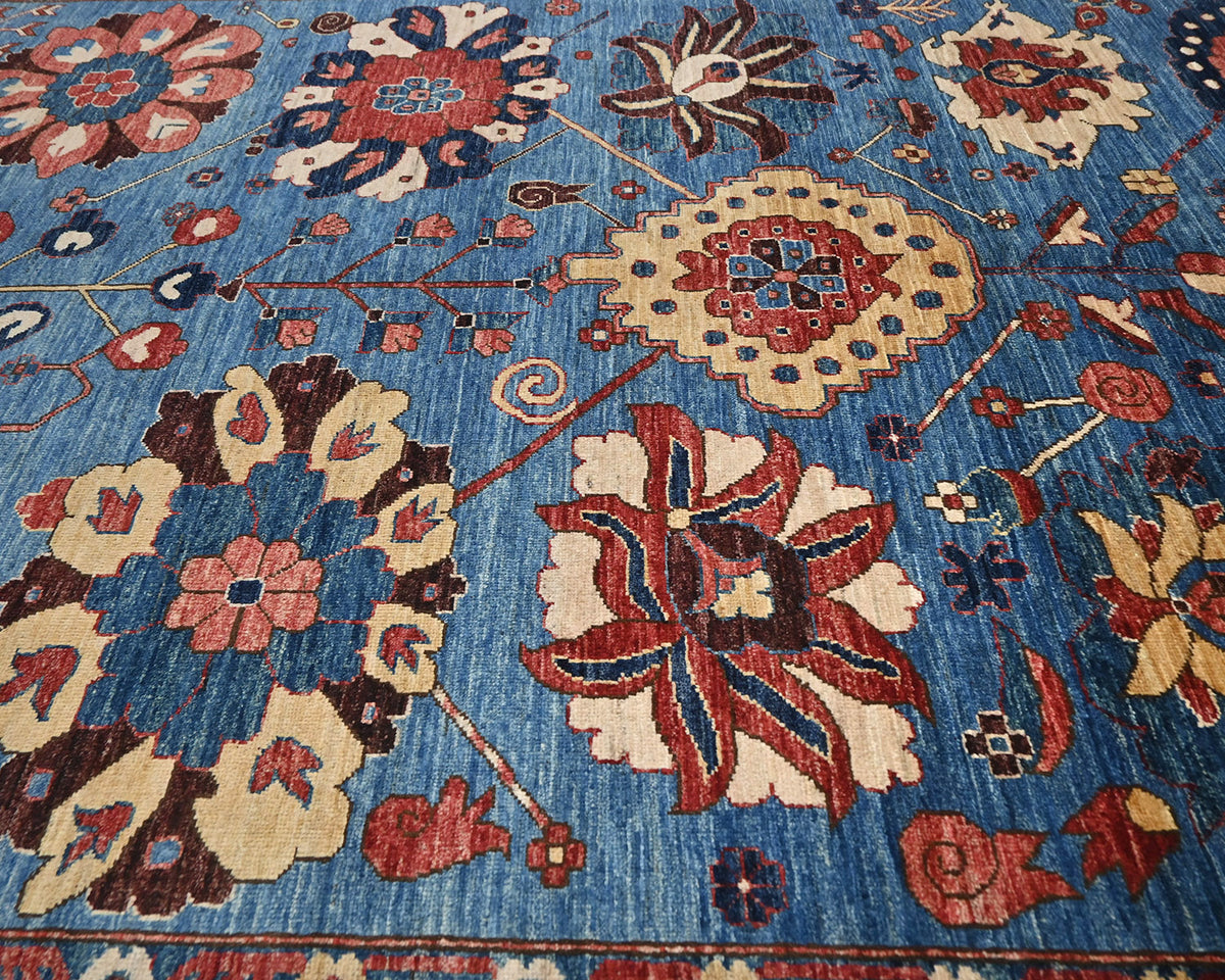 5x8 Blue Aryana Afghan Hand Knotted Veg Dye Wool Area Rug