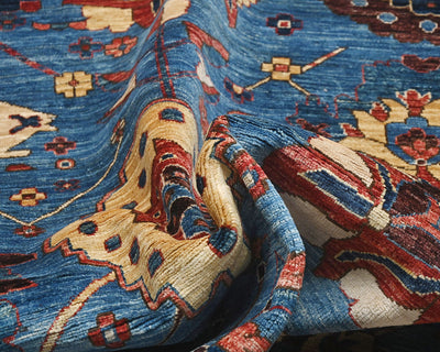 5x8 Blue Aryana Afghan Hand Knotted Veg Dye Wool Area Rug