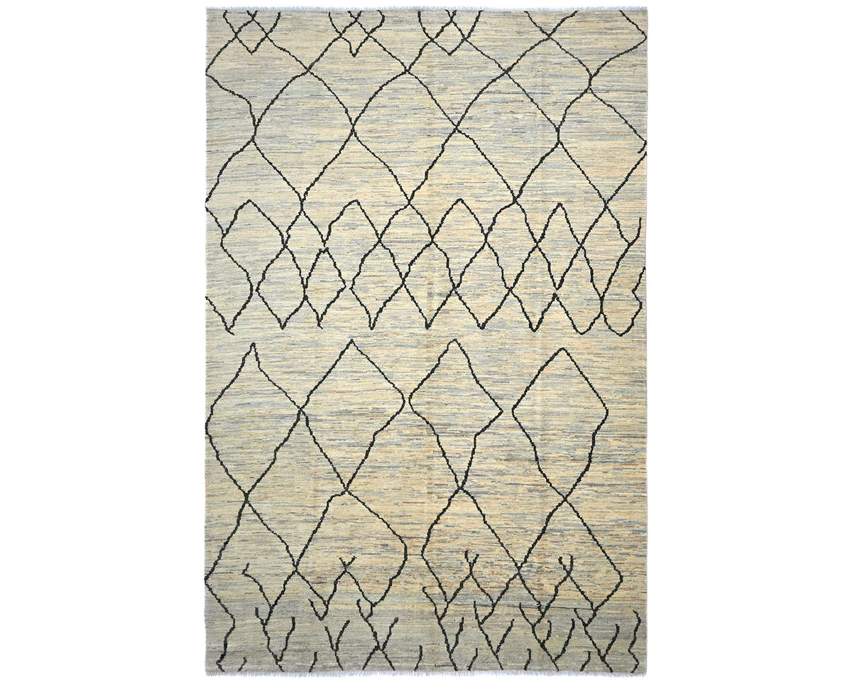 10x14 Moroccan Beige Hand Woven Wool Area Rug