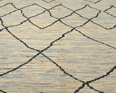 10x14 Moroccan Beige Hand Woven Wool Area Rug