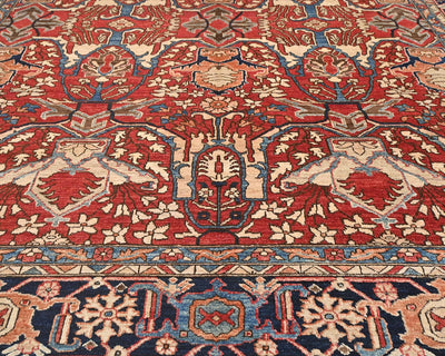 9x12 Red Blue Aryana Afghan Hand Knotted Veg Dye Wool Area Rug