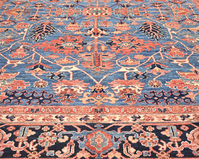 9x12 Blue Aryana Afghan Hand Knotted Veg Dye Wool Area Rug