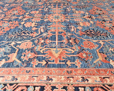 9x12 Blue Aryana Afghan Hand Knotted Veg Dye Wool Area Rug