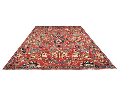 Red 9x12 Aryana Afghan Hand Knotted Veg Dye Wool Area Rug