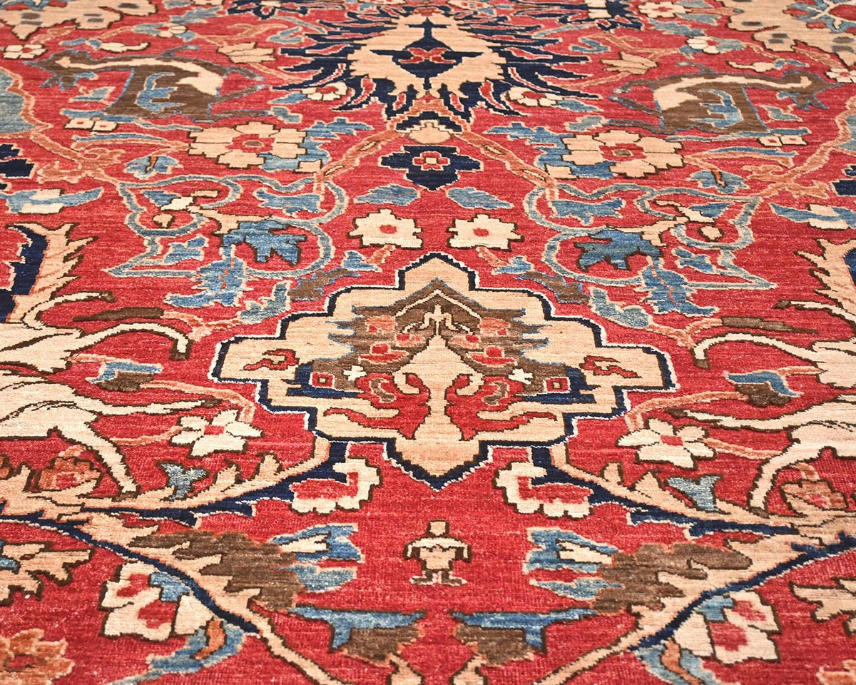 Red 9x12 Aryana Afghan Hand Knotted Veg Dye Wool Area Rug