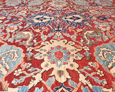Red 9x12 Aryana Afghan Hand Knotted Veg Dye Wool Area Rug