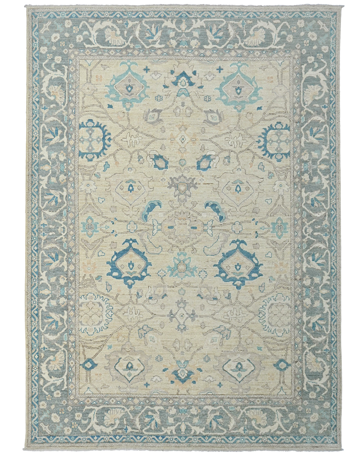 10x14 Beige Oushak Turkish Hand Knotted Soft Wool Area Rug