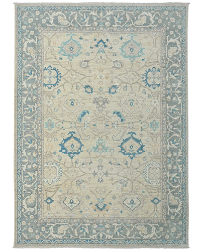 10x14 Beige Oushak Turkish Hand Knotted Soft Wool Area Rug