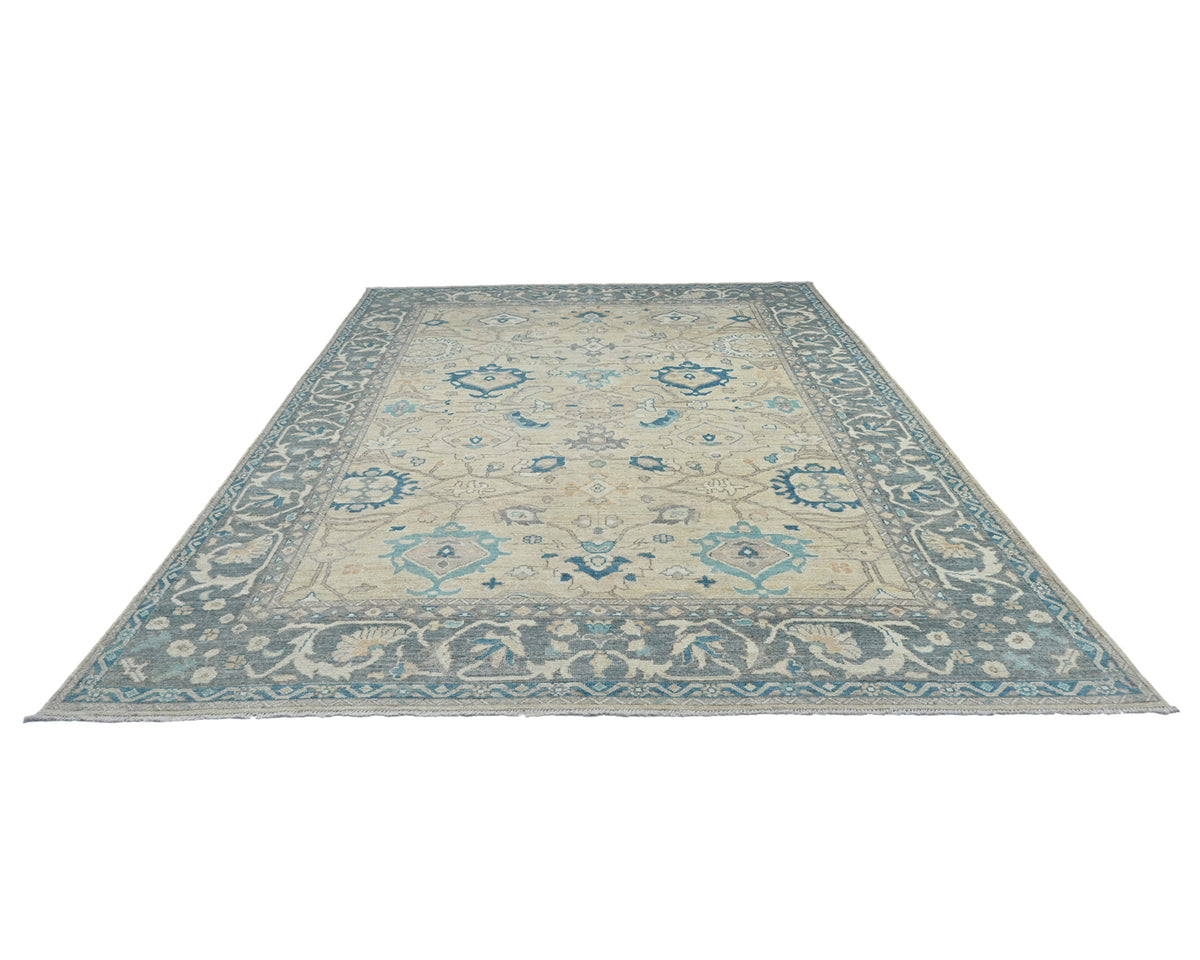 10x14 Beige Oushak Turkish Hand Knotted Soft Wool Area Rug