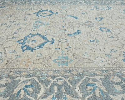 10x14 Beige Oushak Turkish Hand Knotted Soft Wool Area Rug