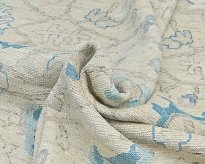 10x14 Beige Oushak Turkish Hand Knotted Soft Wool Area Rug