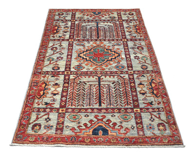 3x5 Gray Aryana Afghan Hand Knotted Veg Dye Wool Area Rug