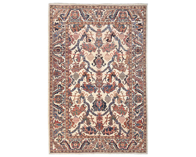Alfombra afgana Aryana de lana teñida con tinte vegetal, anudada a mano, color beige, 6x9