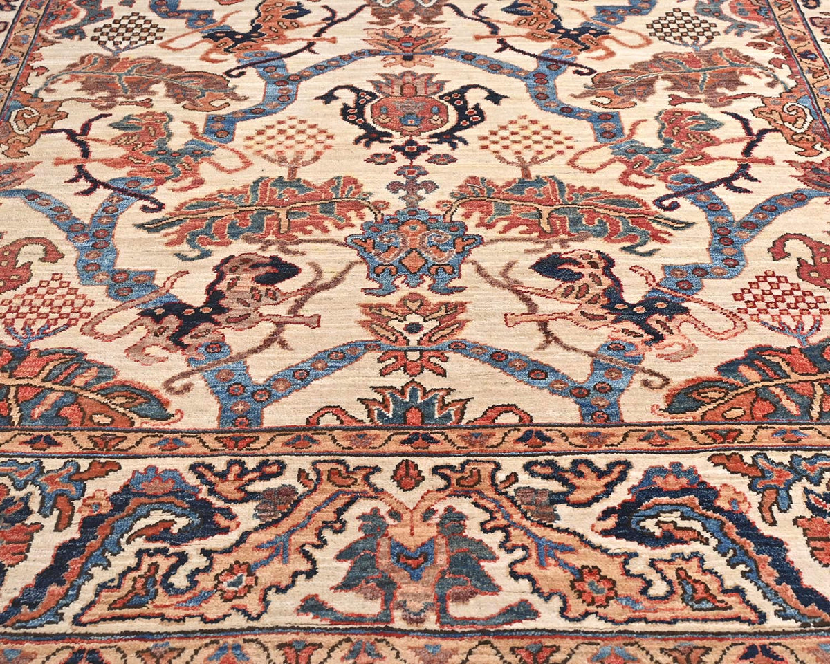 Alfombra afgana Aryana de lana teñida con tinte vegetal, anudada a mano, color beige, 6x9