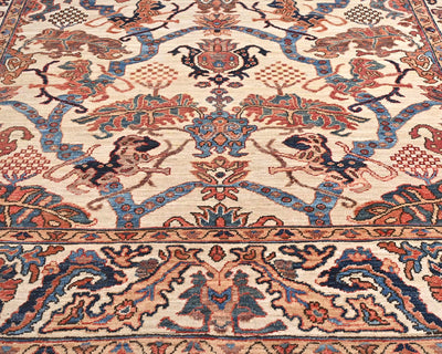 Alfombra afgana Aryana de lana teñida con tinte vegetal, anudada a mano, color beige, 6x9