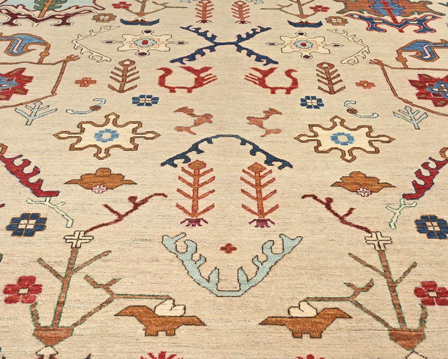 9x12 Beige Aryana Afghan Hand Knotted Veg Dye Wool Area Rug