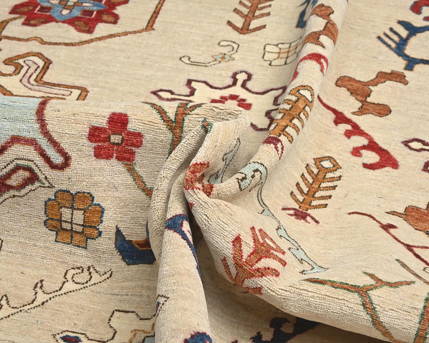 9x12 Beige Aryana Afghan Hand Knotted Veg Dye Wool Area Rug