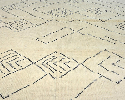 7x11 Moroccan Beige Hand Woven Wool Area Rug