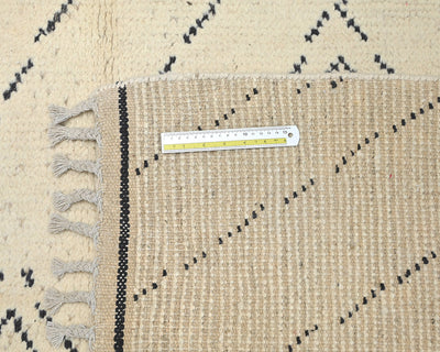 7x11 Moroccan Beige Hand Woven Wool Area Rug