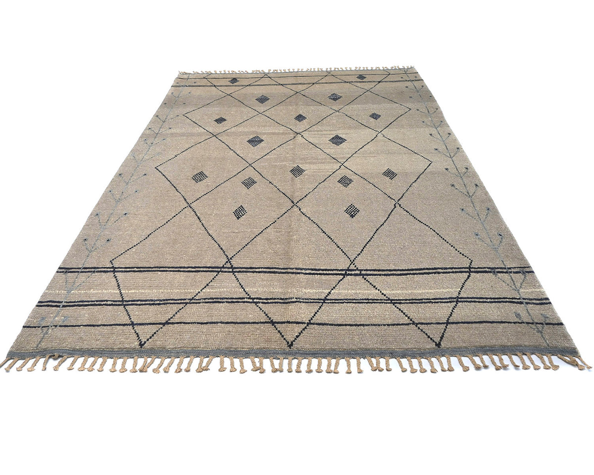 Alfombra marroquí de lana tejida a mano en gris de 8 x 11 pulgadas