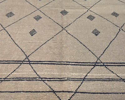 8x11 Moroccan Gray Hand Woven Wool Area Rug