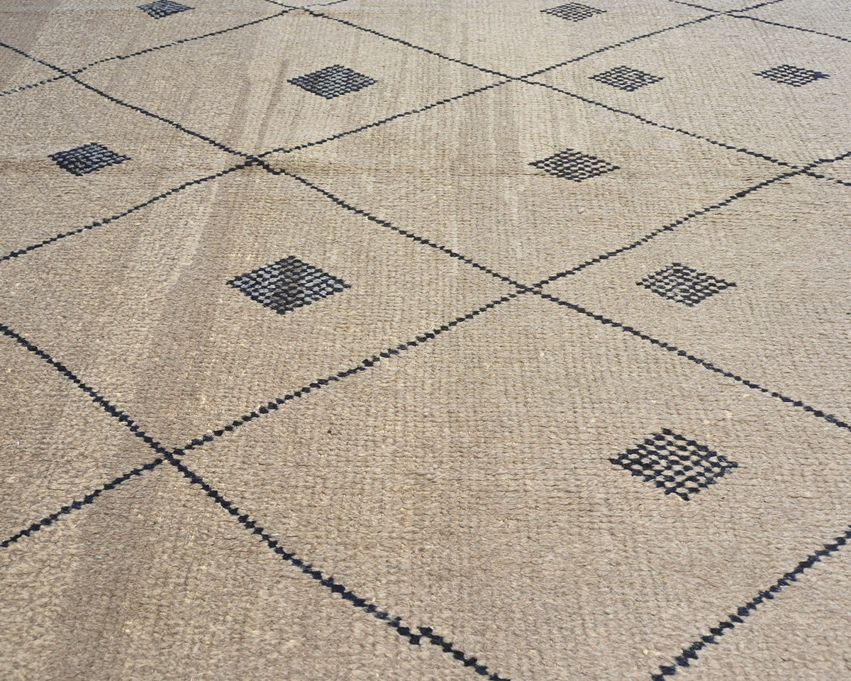 Alfombra marroquí de lana tejida a mano en gris de 8 x 11 pulgadas