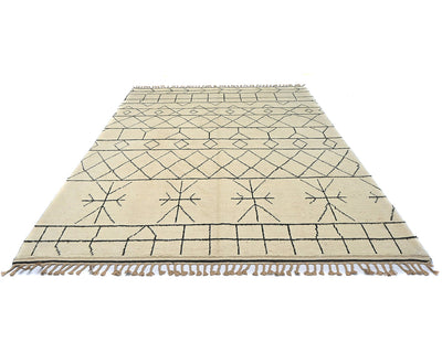 8x11 Moroccan Beige Hand Woven Wool Area Rug