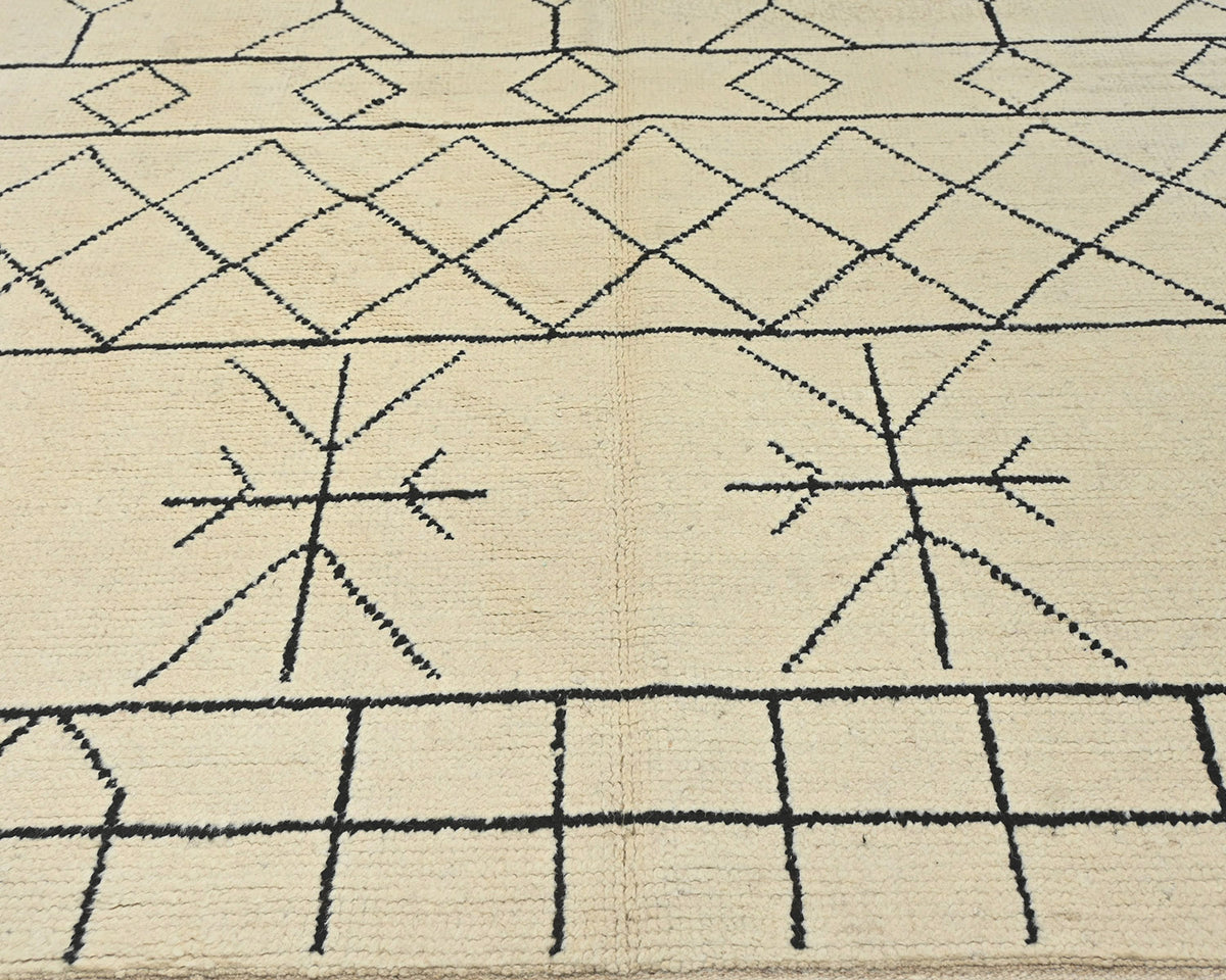 8x11 Moroccan Beige Hand Woven Wool Area Rug